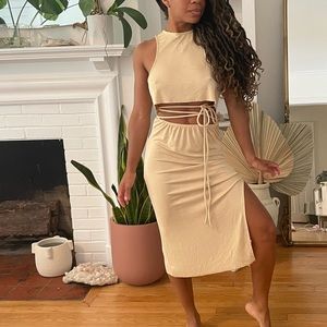 Danielle Bernstein we wore what two piece tan set size xS